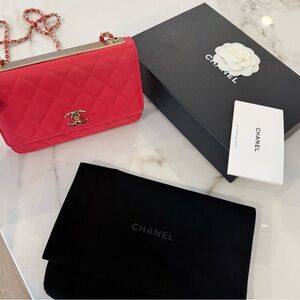 BRAND NEW WITH TAGS Chanel Red Quilted Lambskin Crossbody Bag